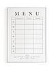 7 day weekly menu planner to meal plan for the week ahead. Spaces for breakfast, lunch, and dinner for all 7 days of the week. Digital download product shown on a white background.